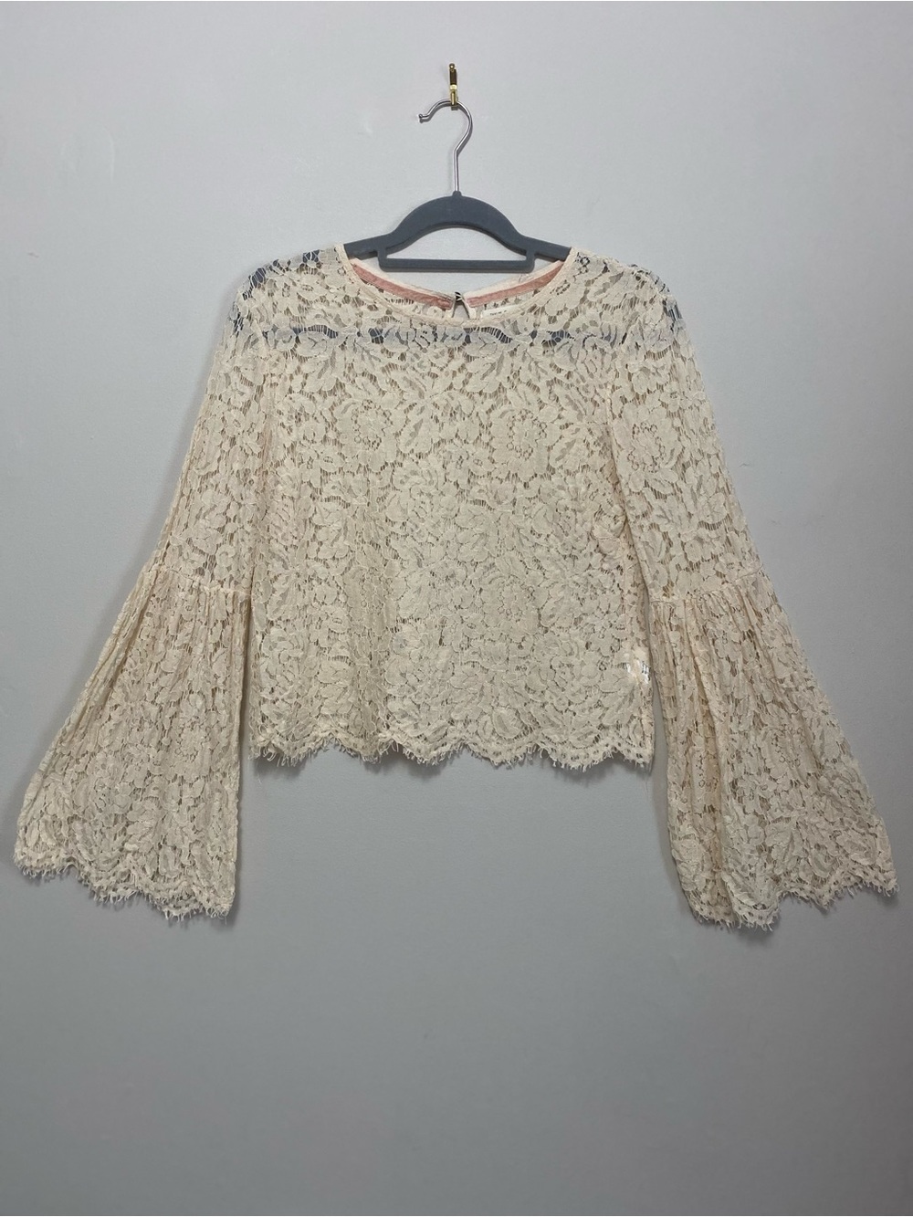 Taylor & Sage Top Lg Lace Ren Faire Fringe Romantic Chic Coquette Boho Cottage